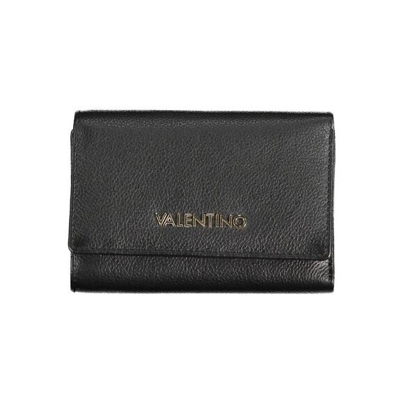 Mario Valentino Trifold Wallet Black PU Leather Women Black Wallets
